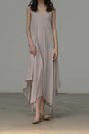Marc Le Bihan suspender silk V-neck dress series 2192 rose pink brown